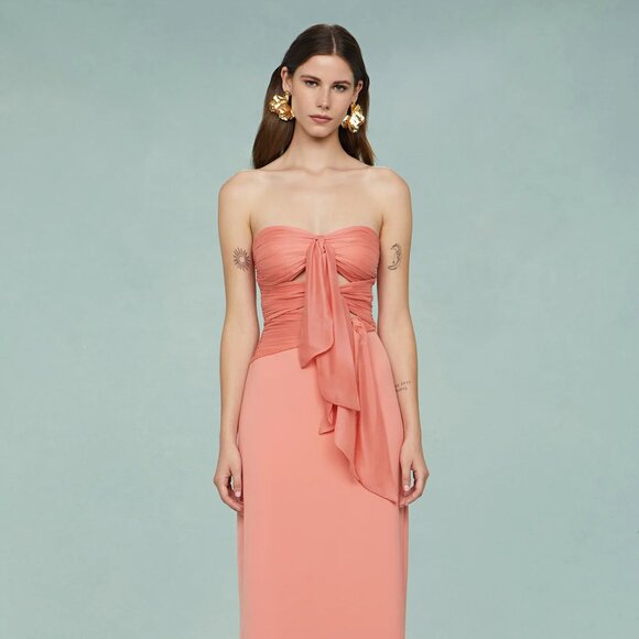 AMUR Diana Cutout Bow Combo Gown (4) - Picture 1 of 5